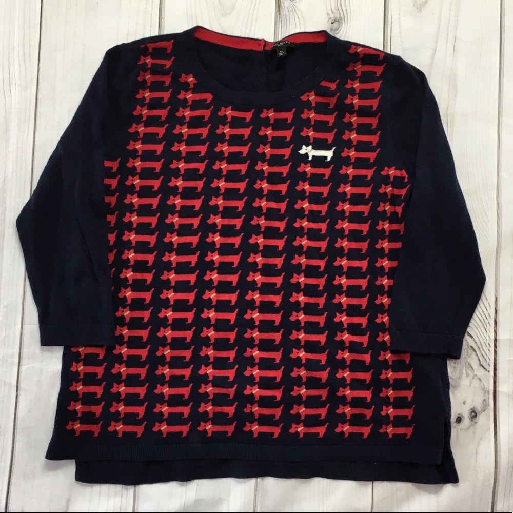 Talbots Blue & Red Lightweight Dog Sweater